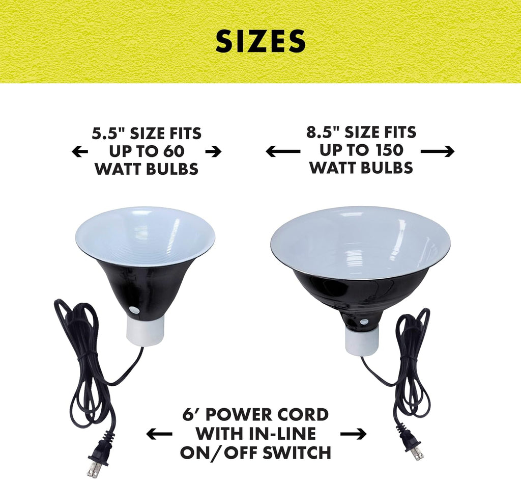 Zilla Premium Reflector Dome Reptile Heat Lamp Fixture, 8.5 Inches