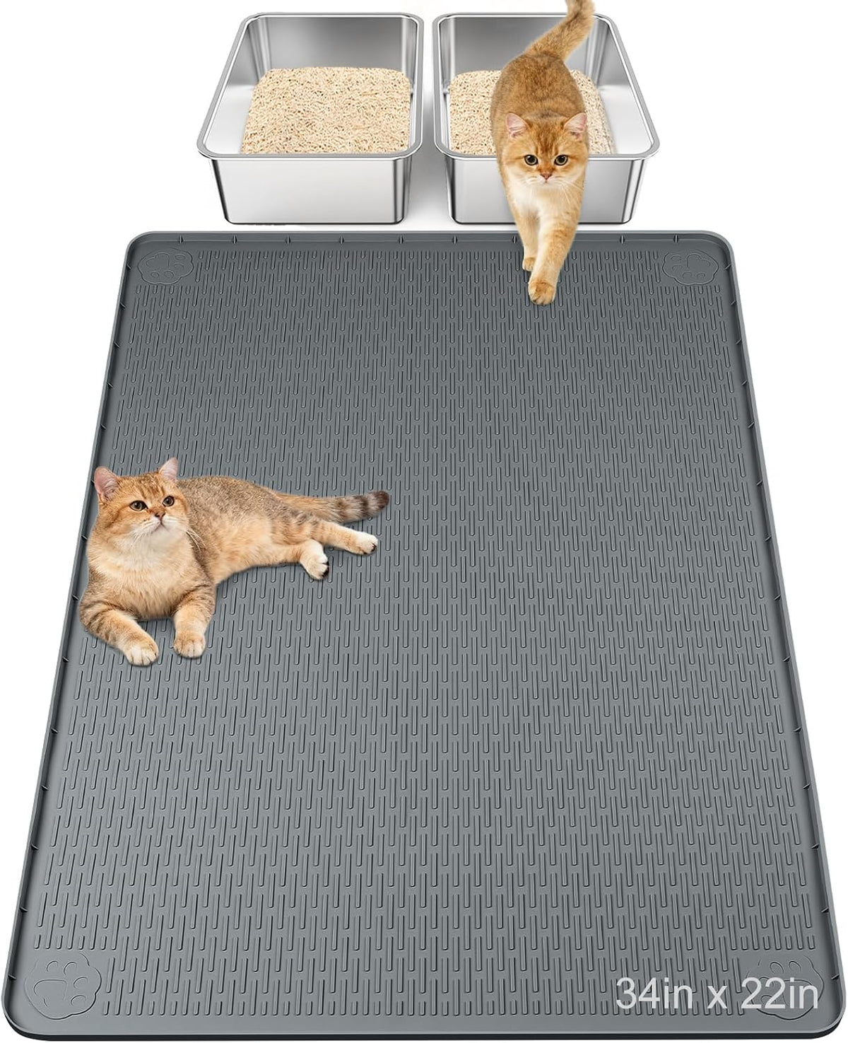 Rolcoassun Silicone cat Litter mat, 34" x 22" Litter Tray mat, Light Green