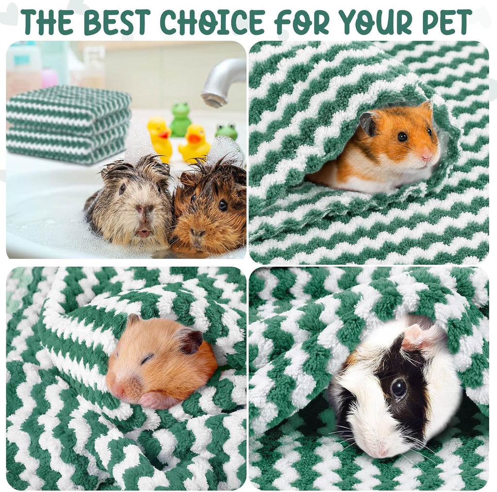 Moukeren 20Pcs Guinea Pig Blankets, 12 x 12 Inch, Waffle Style, Dark Green
