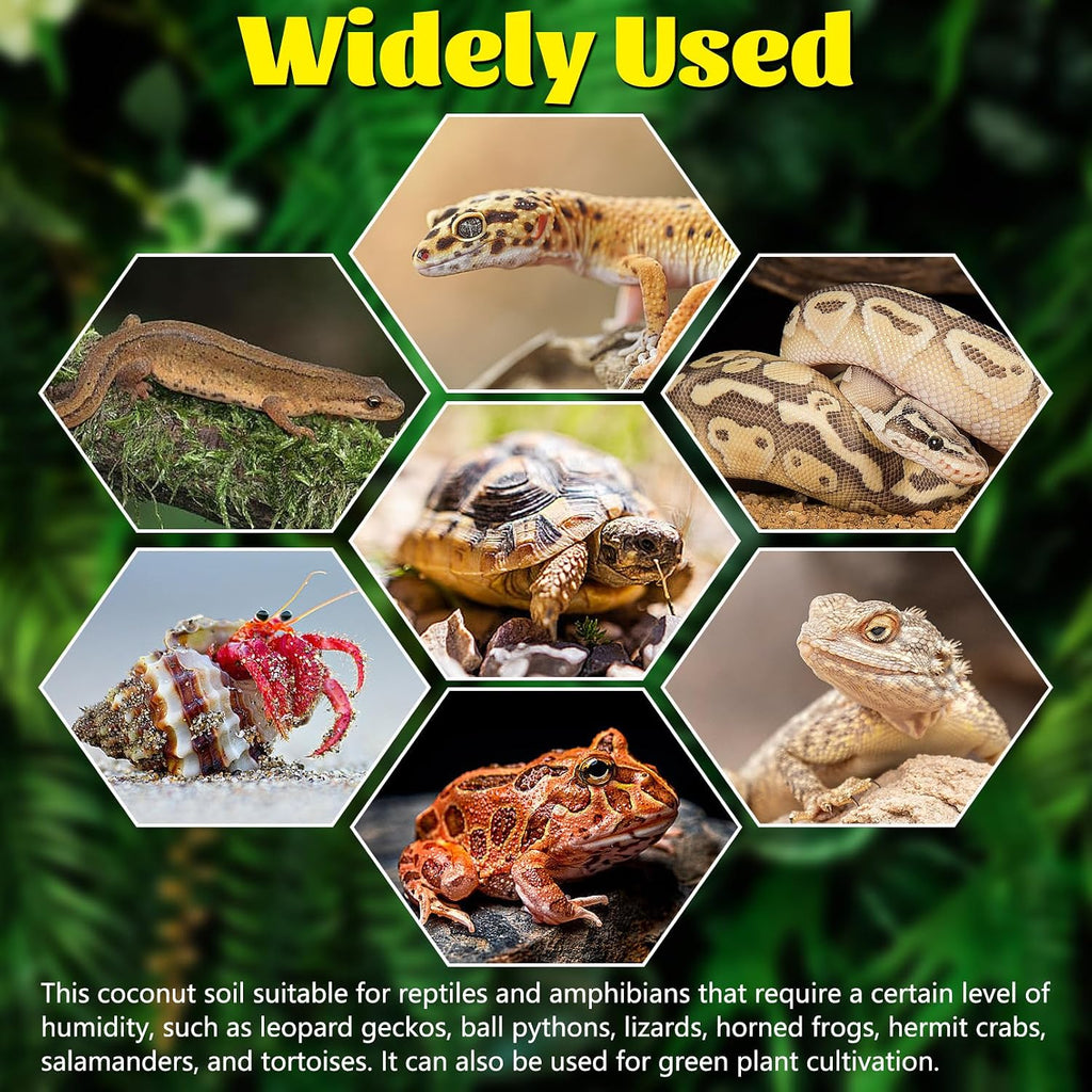 Hamiledyi Reptile Coconut Fiber Substrate Lizards Breathable Coconut Soil Tortoise Habitat Substrate Terrarium Bedding for Snake, Bearded Dragon, Gecko, Horned Frog, Hermit Crab, Tarantulas (2Pack)
