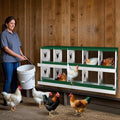 Chicken Nesting Boxes, 10 Compartments Nesting Boxes, Metal Chicken Laying Box with Roll Out Egg Collection with Vented Holes for Hens, Green
