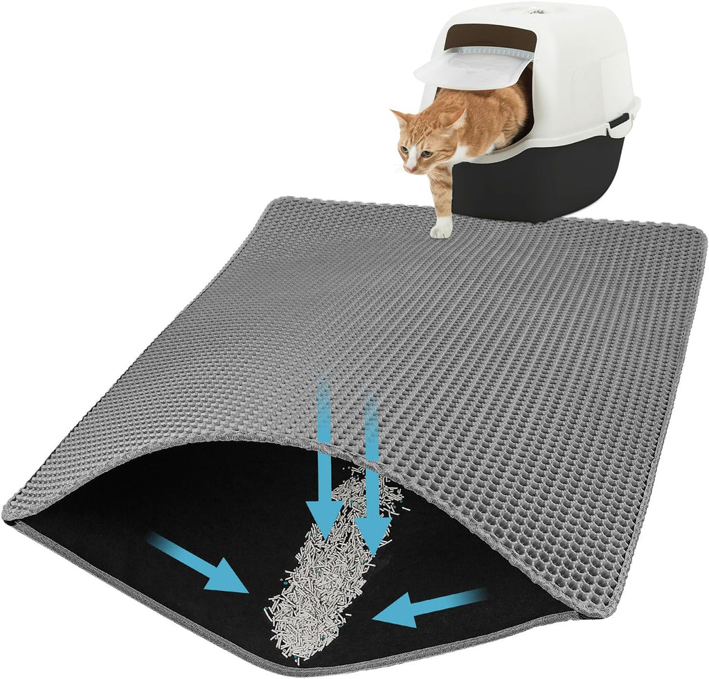 Cat Litter Mat, Double Layer Honeycomb, 30"x24", Gray