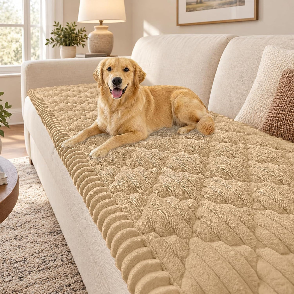 Smiry Couch Cover for Dogs Washable, Non Slip Fuzzy Pet Sofa Protector