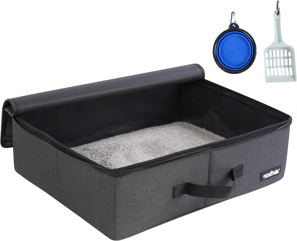 apollo walker Portable Cat Litter Box With Waterproof bag and Lid,Black