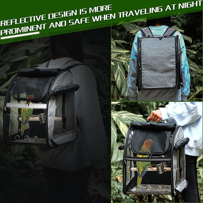 SUERTREE Bird Carrier Bag with Indestructible Stainless Steel Mesh, Bird Travel - Image 5