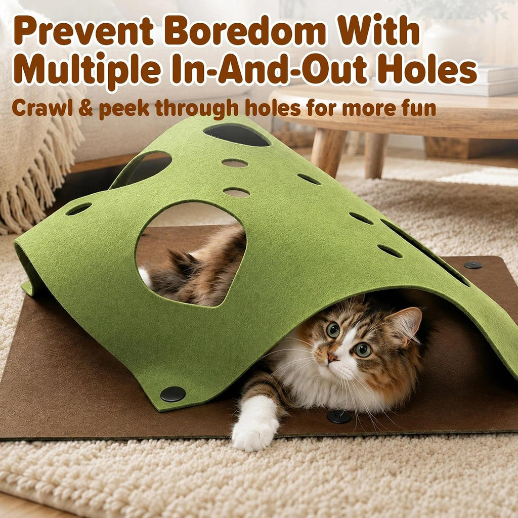 Interactive Felt Cat Tunnel Toy Multi-Scenario Scratch Fun for Indoor Cats