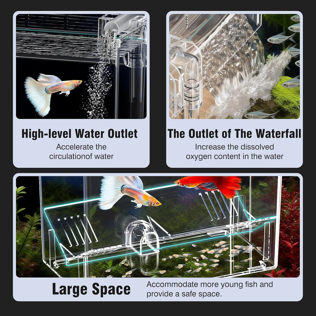 Acrylic Fish Breeder Box,Multifunction Aquarium Isolation Box,Separator Hatchery Incubator Tank for Guppy, Betta, Clownfish, Baby & Injured Fish,Aquarium Bio Filter Material Box,Clear Water