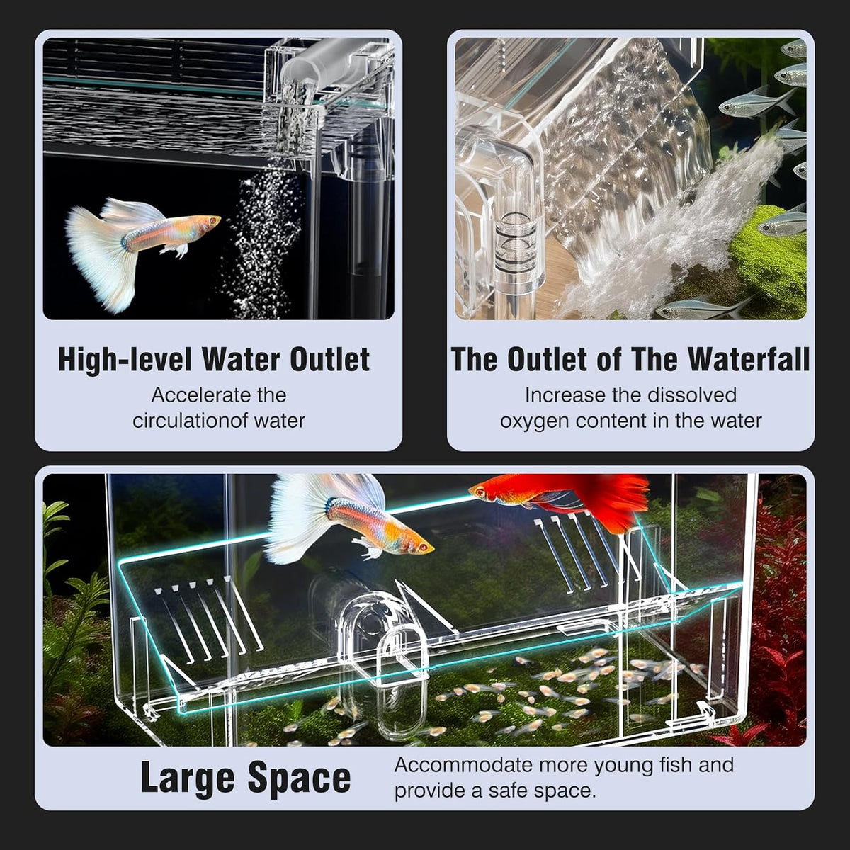 Acrylic Fish Breeder Box,Multifunction Aquarium Isolation Box,Separator Hatchery Incubator Tank for Guppy, Betta, Clownfish, Baby & Injured Fish,Aquarium Bio Filter Material Box,Clear Water