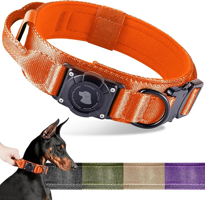 2026 Upgrade Waterproof AirTag Dog Collar, Military Tactical Dog Collar by ODOKELE