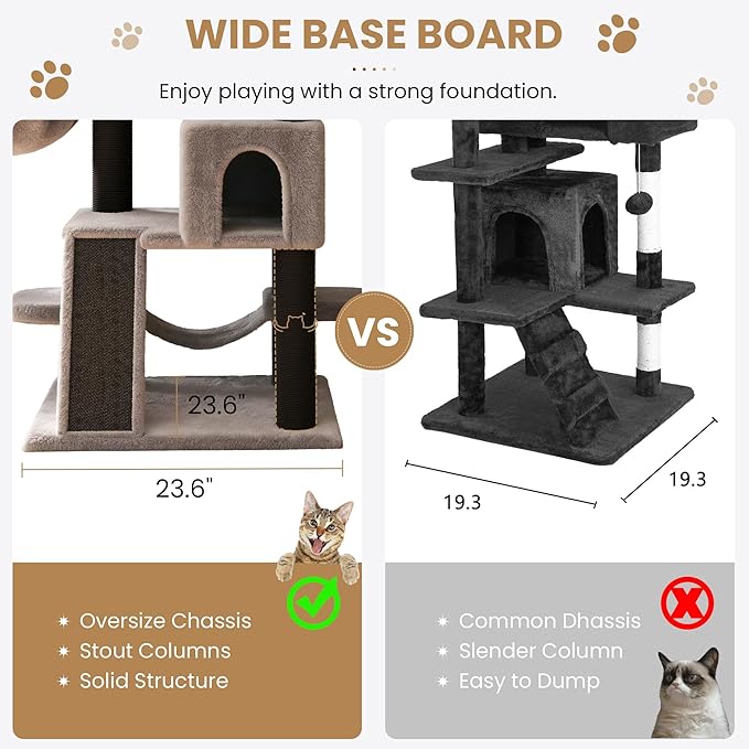 SHA CERLIN 65in Larger Cat Tree Tower Condo - Image 6