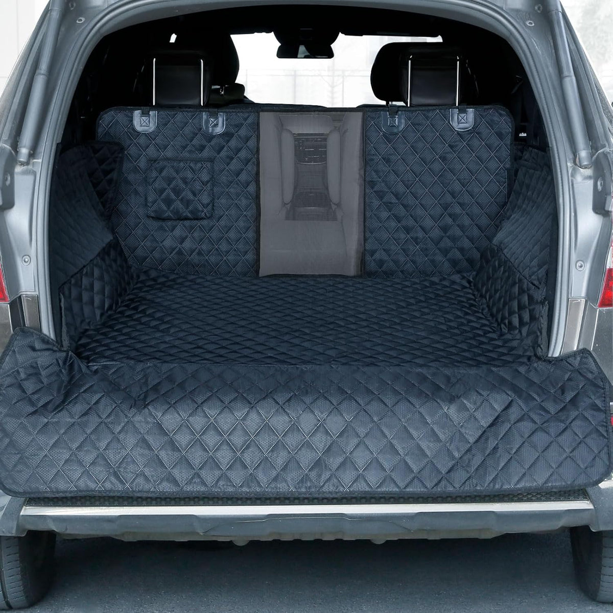 PETICON SUV Cargo Liner for Dogs, Trunk Cover with Mesh Window for Pet View