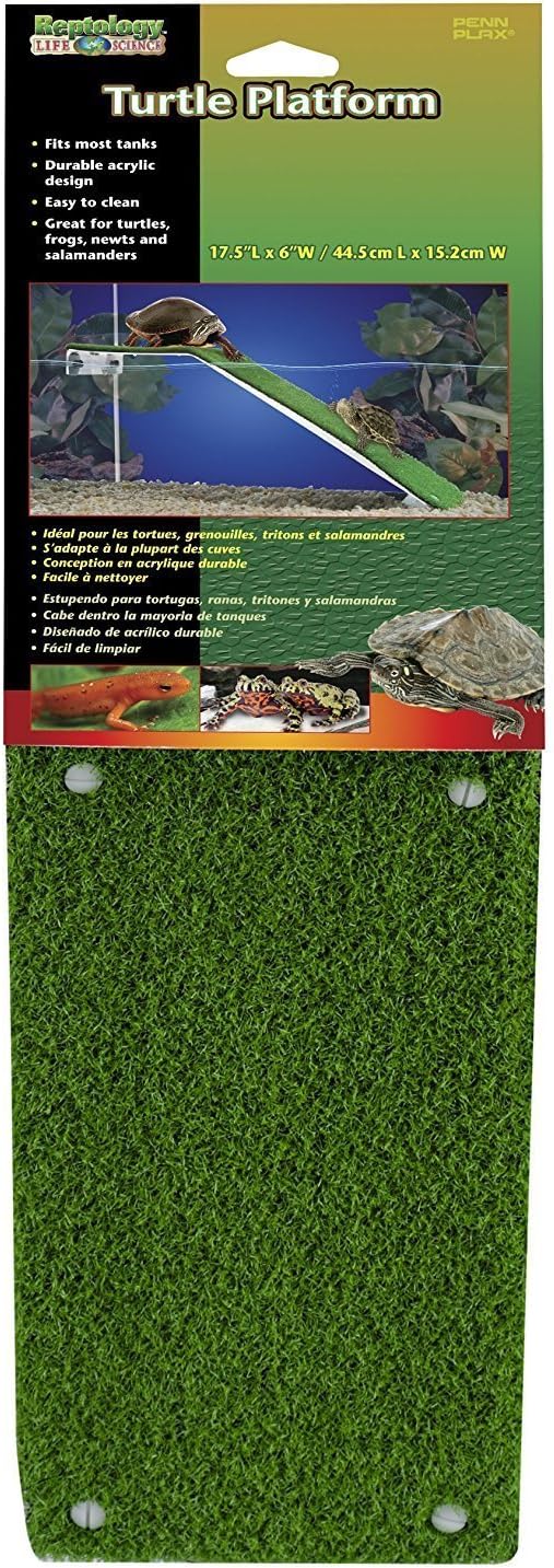 Penn-PLAX Reptology Turtle Basking Platform Ramp – Also Great for Frogs, Newts, Salamanders, and Axolotls – 17.5” x 6”