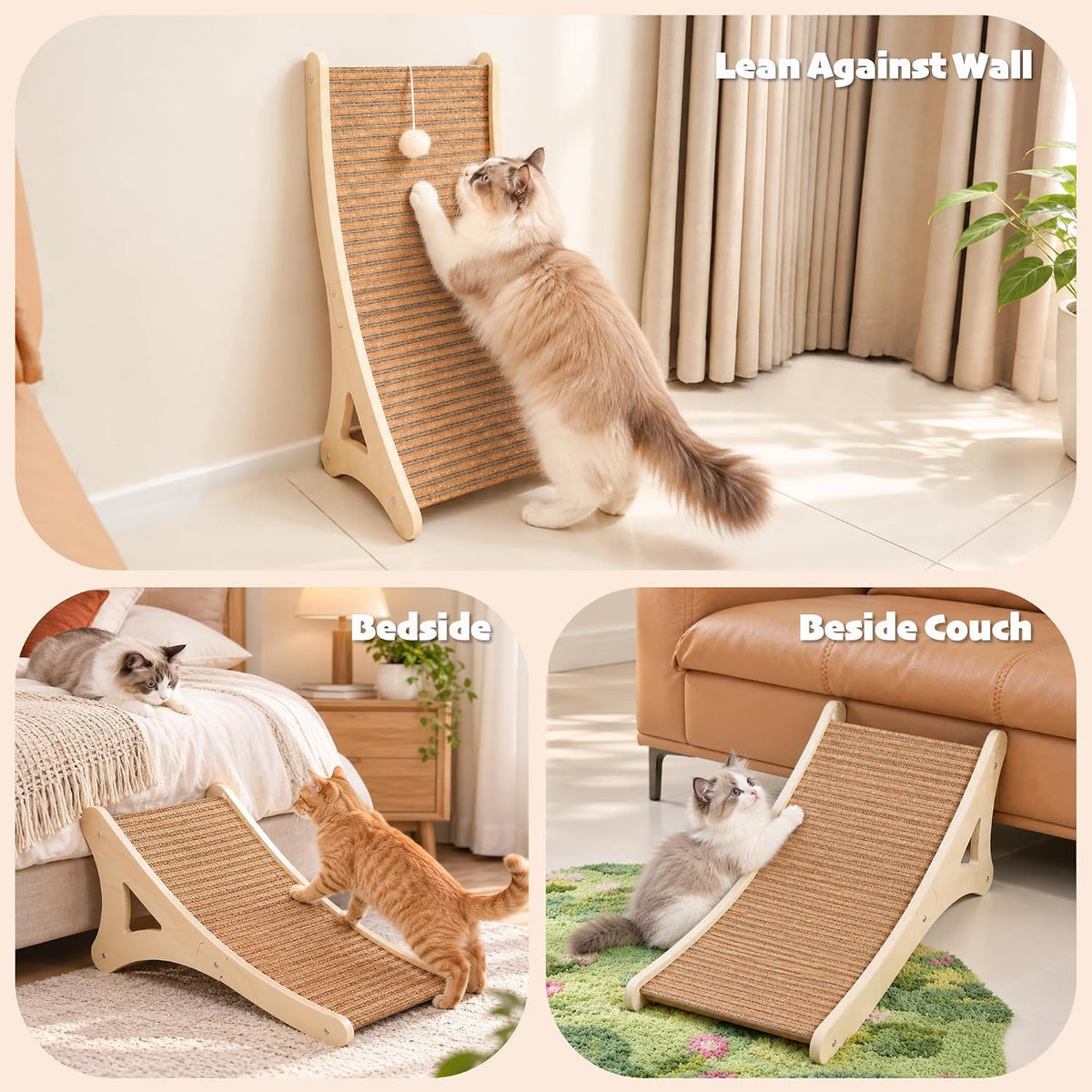 PETKARAY Cork Cat Scratcher, Curved Natural Scratch pad for Indoor Cats