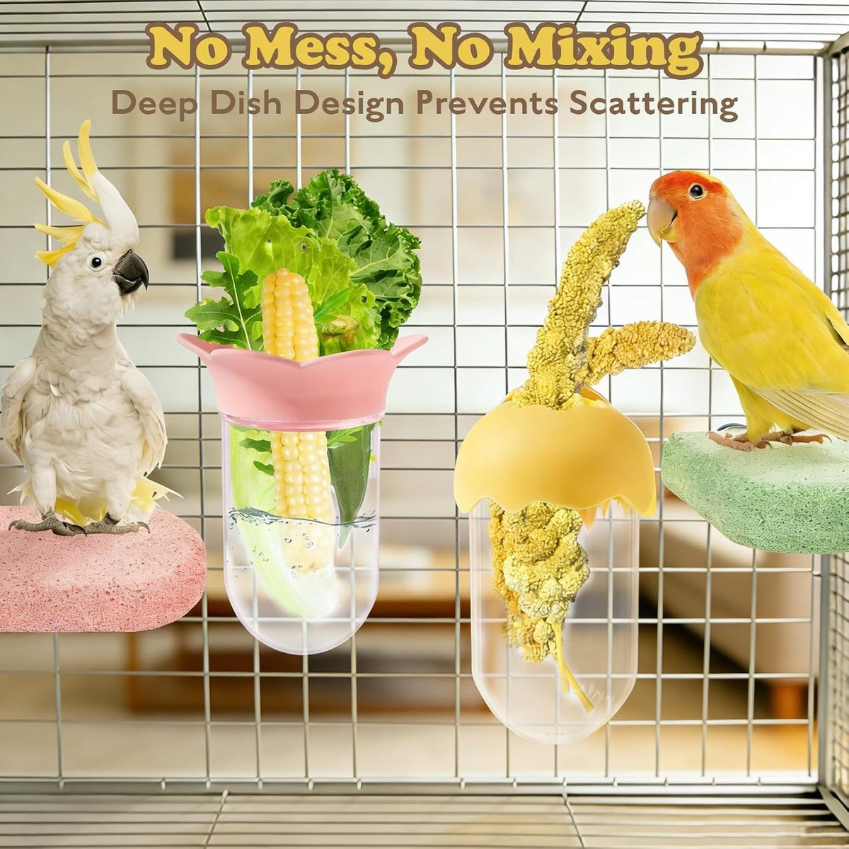 2PCS Vegetable Bird Cage Feeder, Millet Holder for Bird Cage
