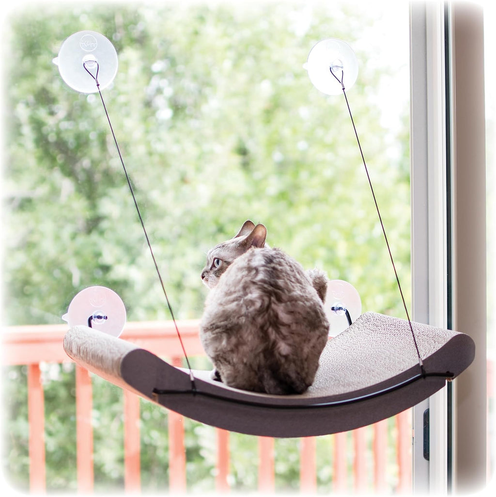 K&H PET PRODUCTS EZ Mount Cat Scratcher Kitty Sill Cradle Complete Kitty Sill Cradle Black/Cardboard 11 X 20 X 2 Inches