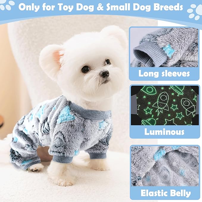 Fleece Dog Pajamas for Small Dogs Boy Warm Winter Dog Clothes Pjs Cute Extra - Image 4