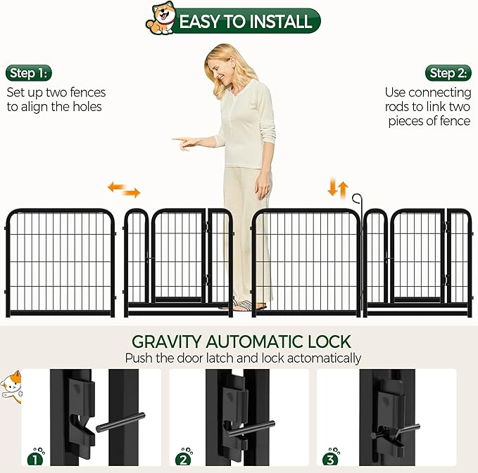 Yaheetech Dog Playpen Outdoor, 24 inch 16 Panels Dog Pen Indoor Heavy Duty - Image 9
