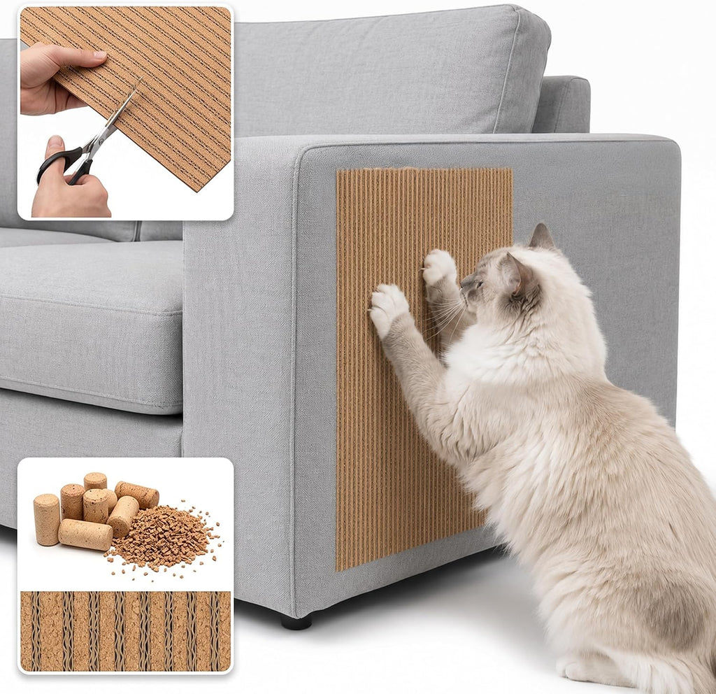 PawsPik Flexible Cork Cat Scratch Mat, Brown