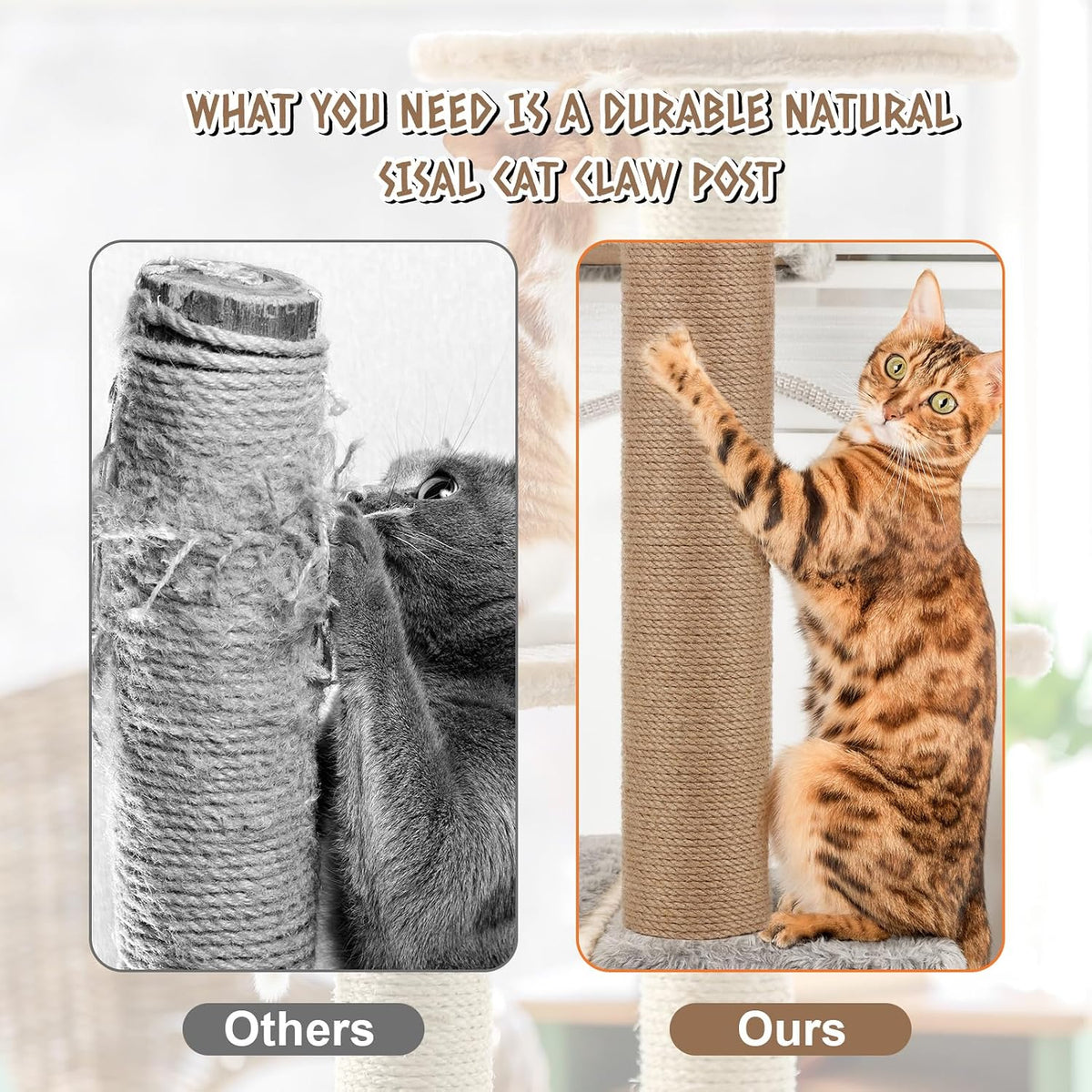 4 PCS Cat Scratching Post Replacement with M8 Screws, 15.7 x 3.1 Inches