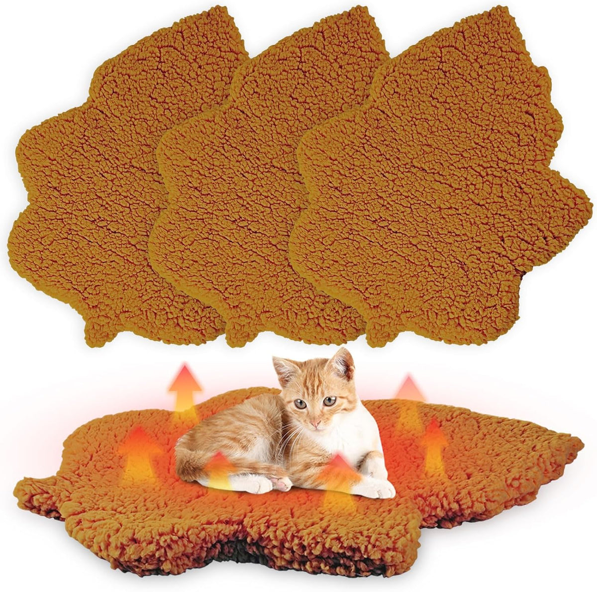 3Pack Self Warming Pet Bed Leaf Pad, Mixed Colors, Small-16 x20