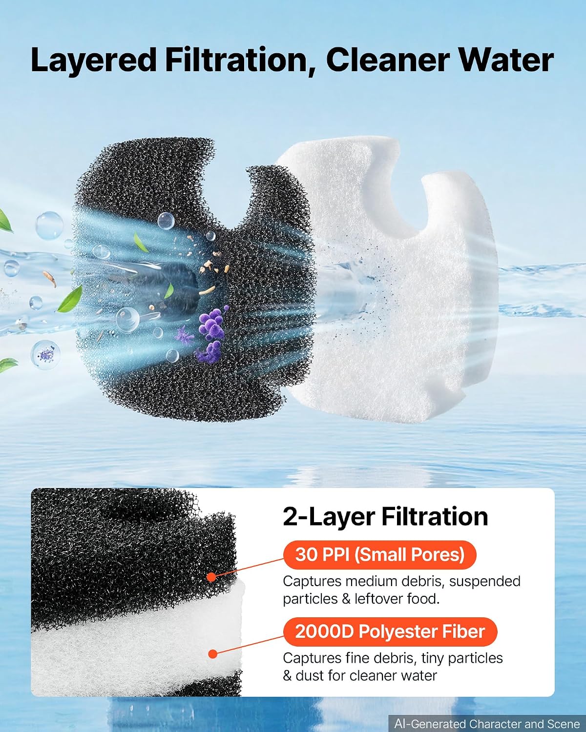 VEVOR Aquarium Filter Media Pads, 6 PCS Replacement with Impeller for CF800