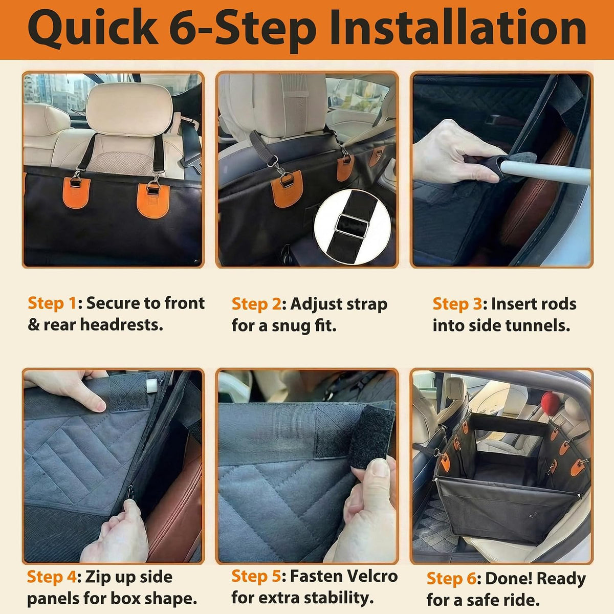 Large Dog Car Seat, Upgraded PU Leather Back Seat Extender with Hard Bottom, Waterproof Pet Car Seat Cover for Medium Sized Dog, Pet Hammock for Cars, SUVs, Trucks