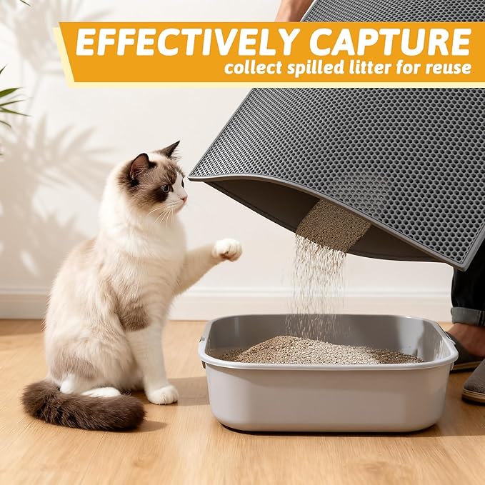 Pieviev Cat Litter Mat Double Layer Waterproof Urine Proof Trapping Mat 1 Pack) - Image 5