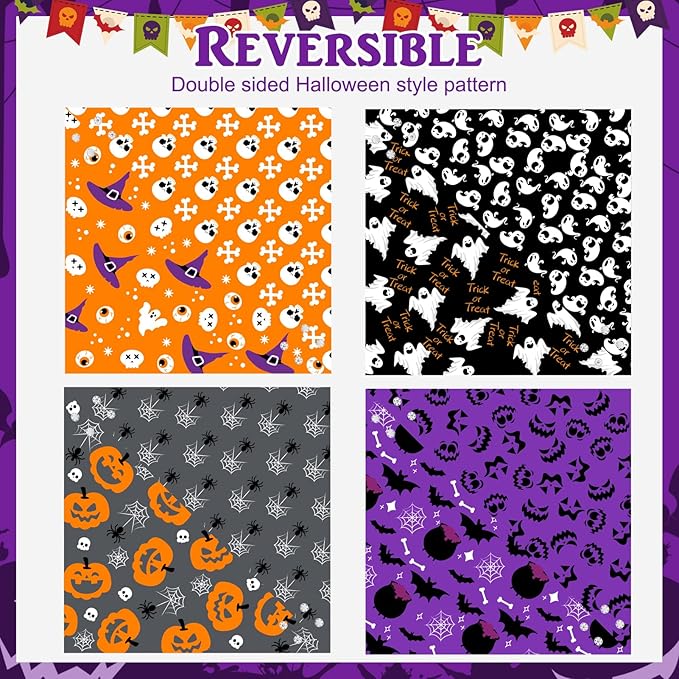 PAWCHIE Dog Halloween Bandanas 4 Pack, Reversible Pumpkin Dogs Scarf Bibs - Image 3