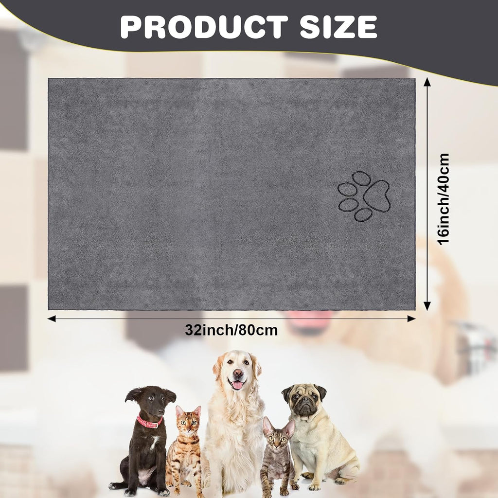 4 Pcs Dog Towels for Drying, 16 x 32 Inch, Gray