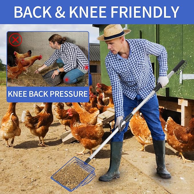 Jonkehai Chicken Poop Scooper 6inch Metal Chicken Litter Scoop Extendable Metal - Image 4