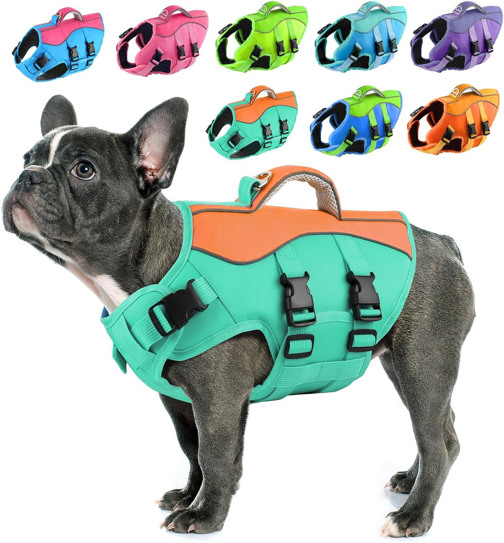 PETDSH Dog Life Jacket Small, High Flotation Dog Life Vest for Swimming Boating, Reflective Puppy Lifejacket with Superior Buoyancy and Rescue Handle, Adjustable Safety Dogs Floating Vests