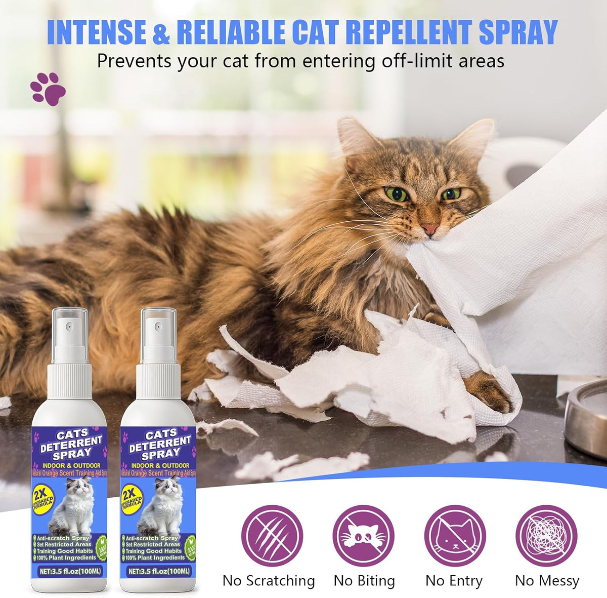 Cat Deterrent Spray 2 Pack, Anti-Scratch & Marking Training Aid for Cats