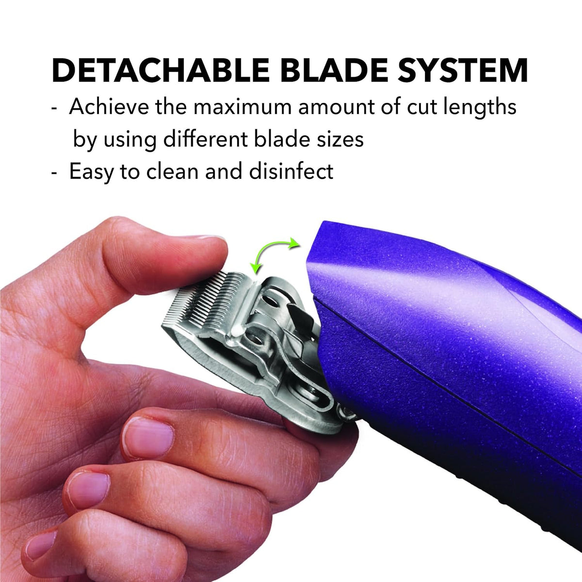 Andis 24820 EasyClip 7-Piece Detachable Ceramic Blade Clipper Kit, Purple