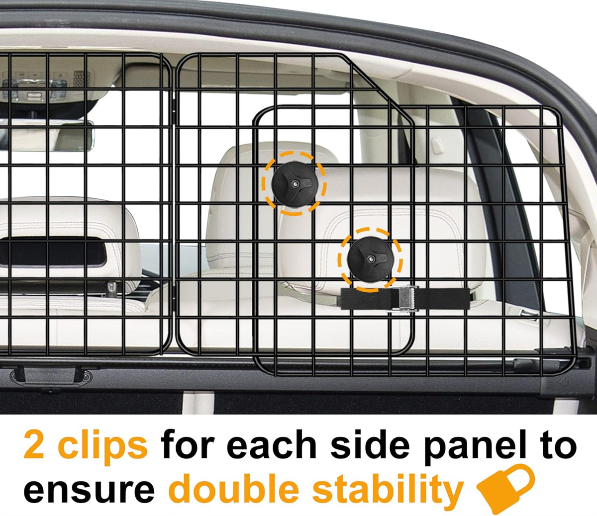 Dog Car Barrier for SUVs, Van, Vehicles, Adjustable Large Pet Barriers, Universal Fit Heavy-Duty Wire Mesh Dog Guard, Pet Divider Gate for Truck Cargo Area, Safety Car Divider, 61.9 Inches