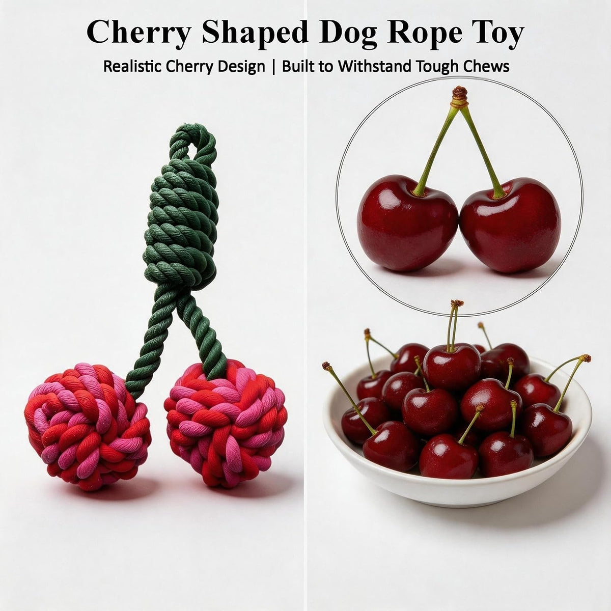 Dual-Cherry Bungee Tug of War Dog Toy Set for Aggressive Pullers