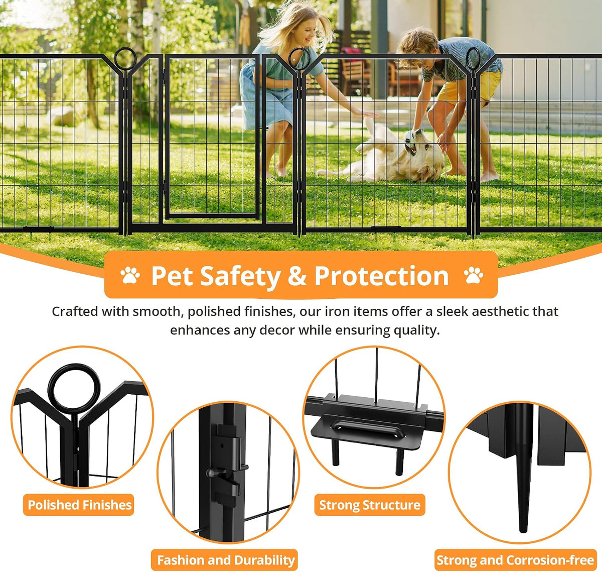 24 16PCS Pet Cage, 16-Panel Heavy-Duty Dog Playpen, Escape Proof Dog