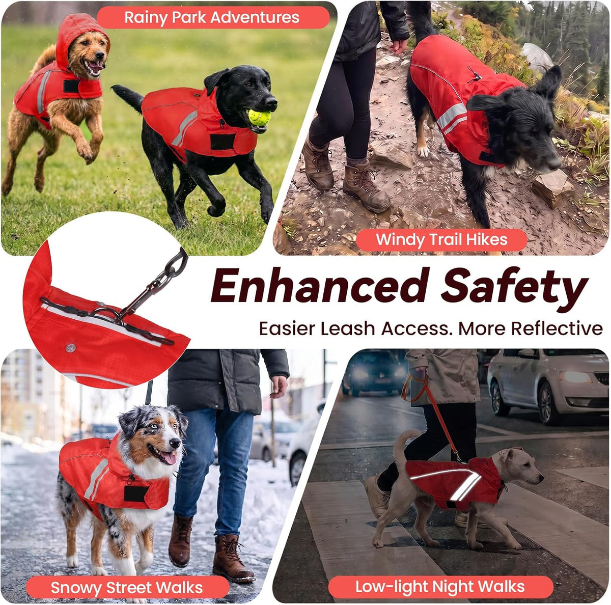 VIVAGLORY Dog Raincoat Wetoff Dog Rain Coat, S, Red