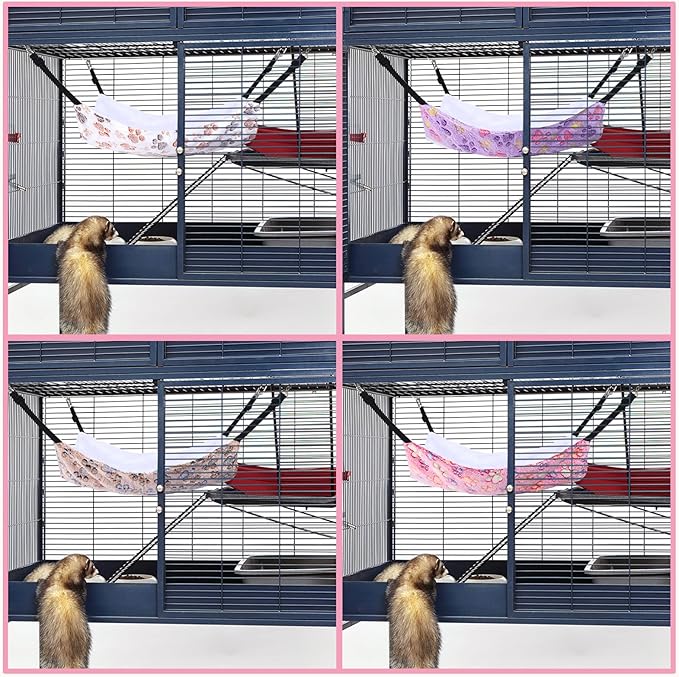 Geelin 4 Pcs Cat Hammock for Cage Hanging Soft Pet Hammock Bed - Image 7