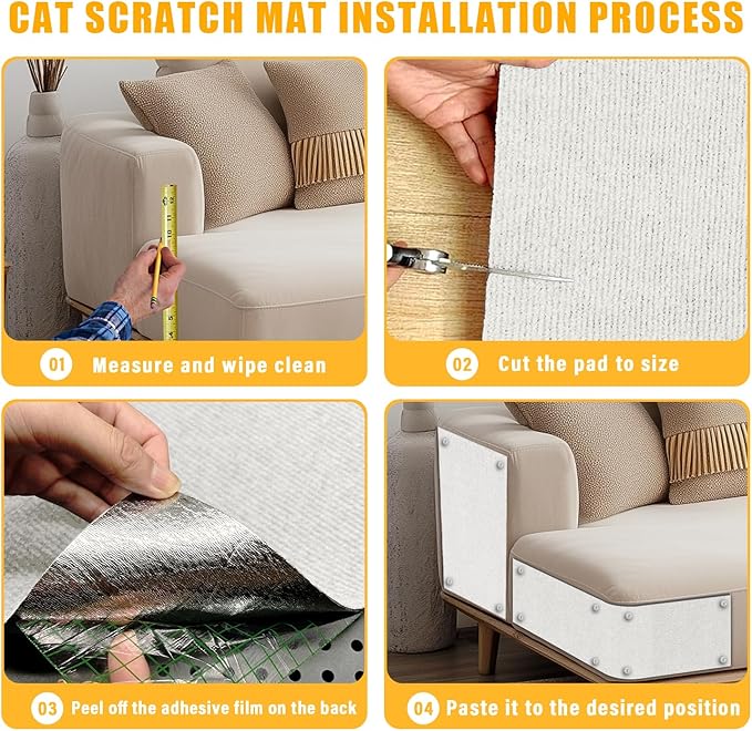 Cat Scratch Mat, 118.5"x17.4" Trimmable Self-Adhesive Cat Scratch Furniture - Image 6