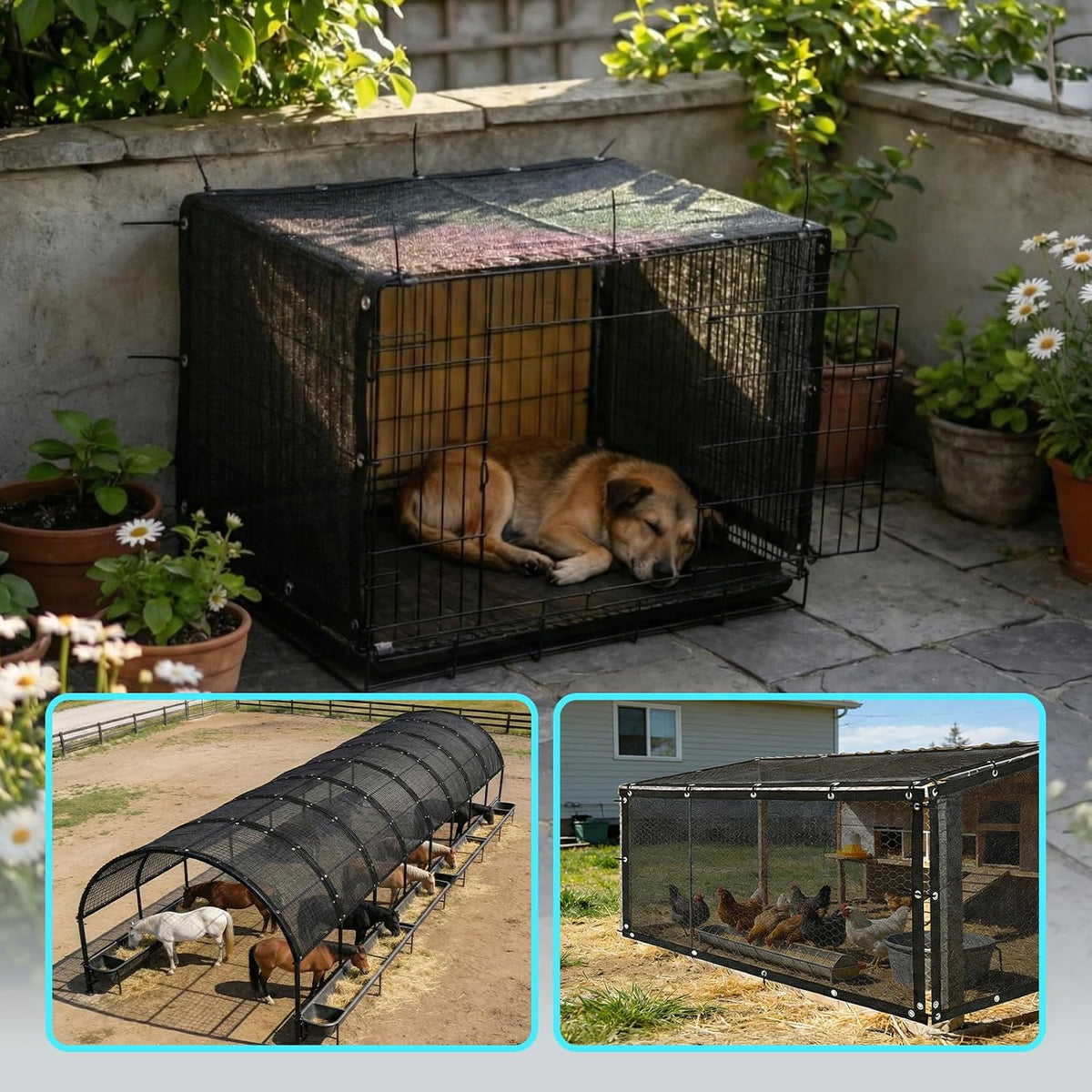 ShadeMart 6' x 4' Black Dog Kennel Shade Cover, 90% UV Block Shade Cloth, Mesh Tarp with Grommets for Dog Playpen, Dog Pen, Dog Run, Dog Crate, Fence Privacy Screen (We Make Custom Size)