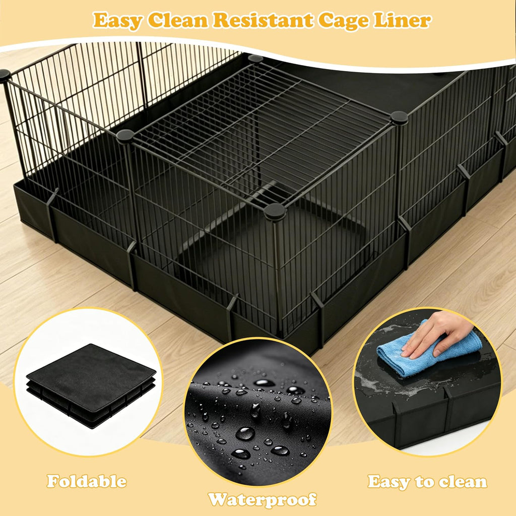 Xymoso DIY Guinea Pig Cages with Waterproof Mat,16 Panels Small Animal Cage