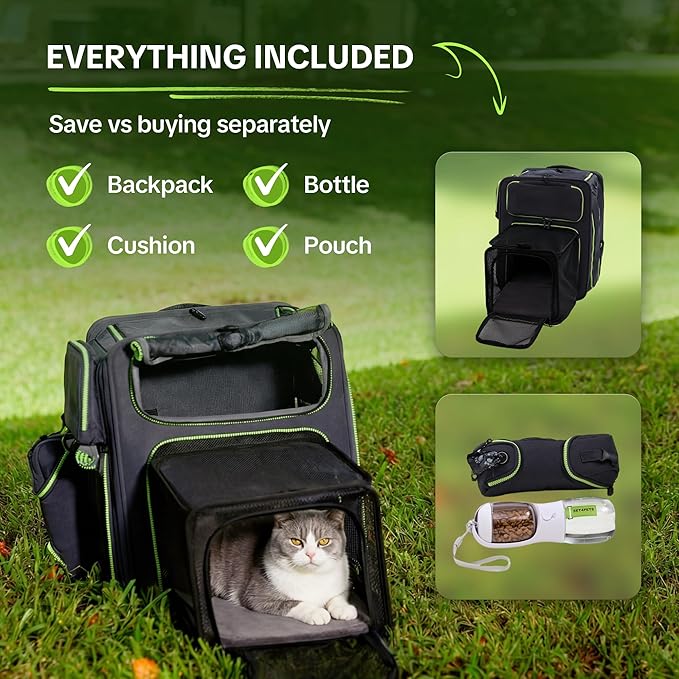 Cat Carrier Backpack for Travel & Car, 3-in-1 Expandable Cat & Small Dog - Image 7