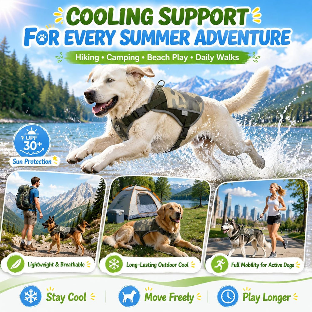 Cooling Dog Vest Harness with 4 Reusable Ice Packs, Helps Dog Heat Relief