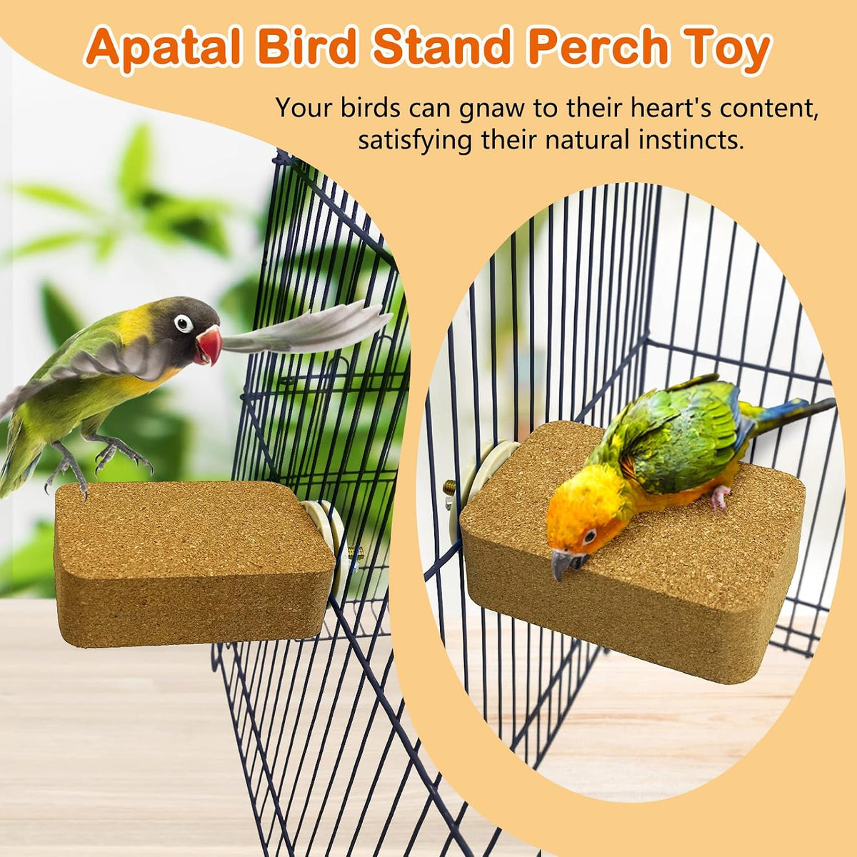 3 Pack Bird Perch Platform Cork Parrot Perch Stand