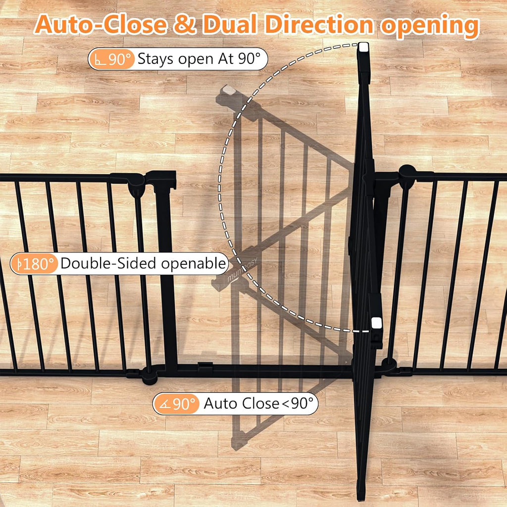 199" Extra Wide Baby Gate, Play Yard Child Safety Gate, Dog Gates with Auto-Close Door, Double Locking System for The House Doorways, Fireplace, Kitchen, 8-Panels, 30" Tall