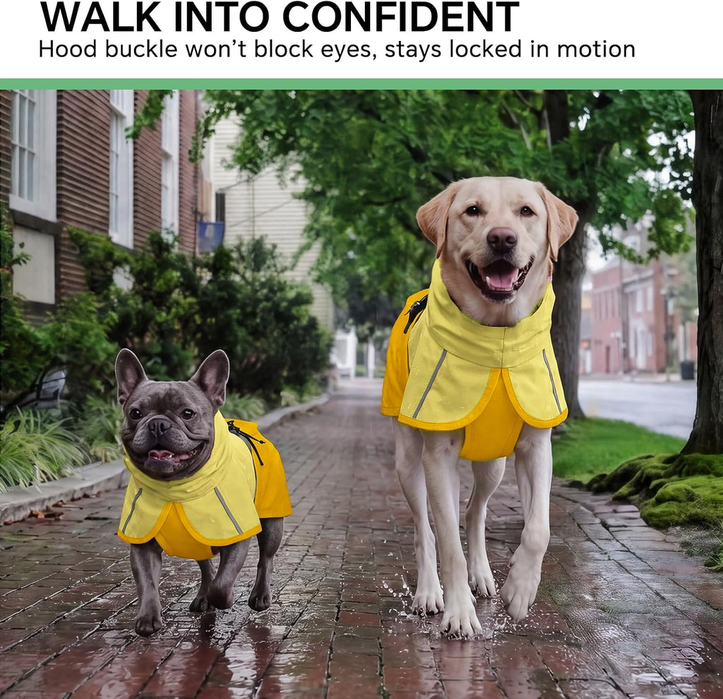 Luciphia Dog Raincoat, Adjustable Hooded Reflective Jacket with Pocket