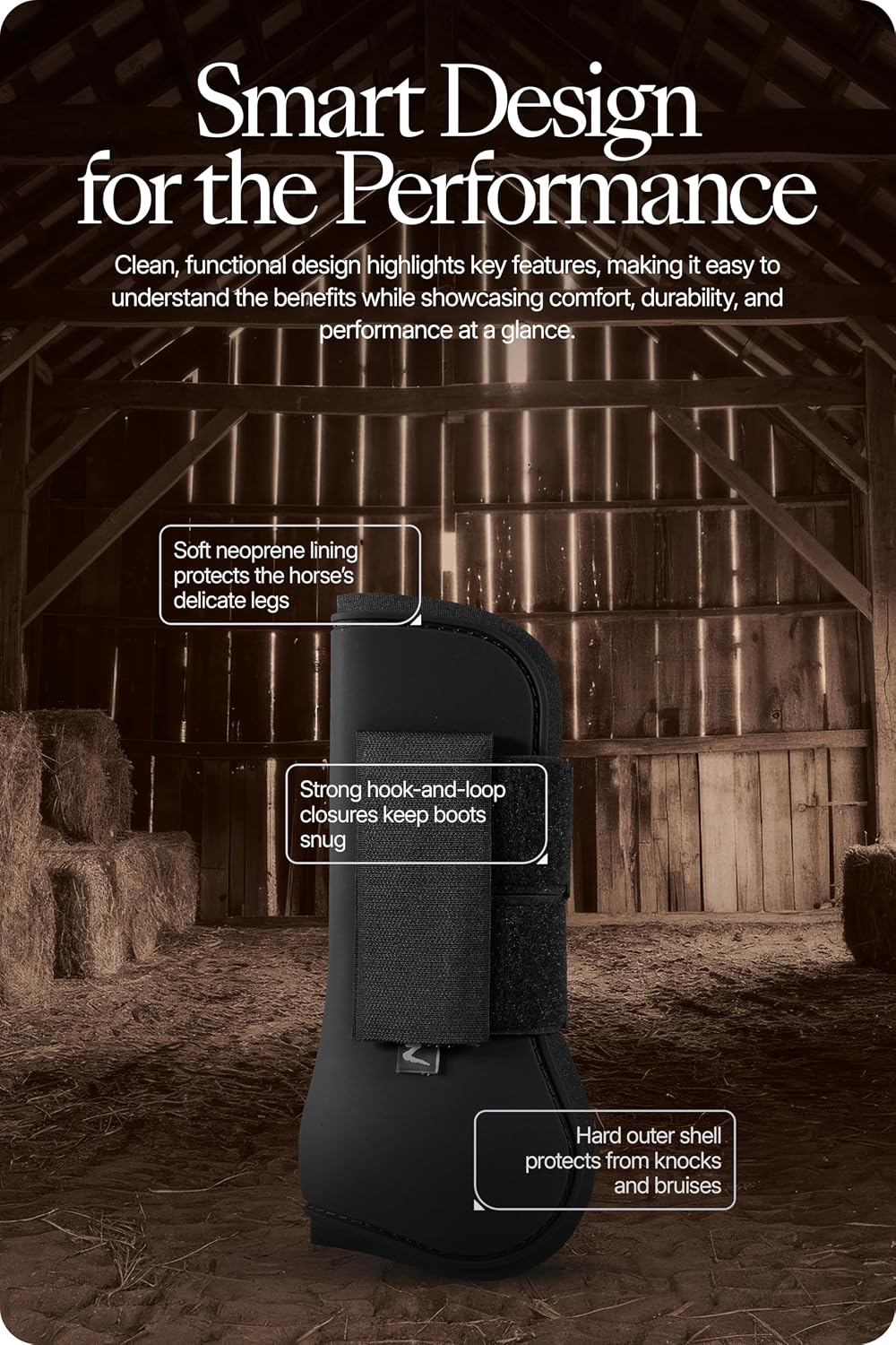 HORZE Chicago Protective Horse Boots, Secure Fit Splint Boots for Horses