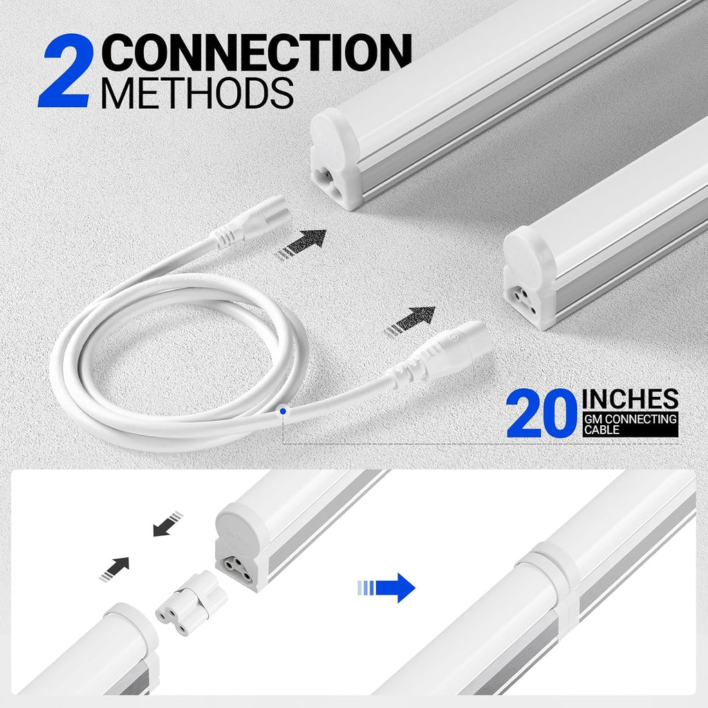 Barrina LED T5 Integrated Single Fixture, 4FT, 2200lm, 3000K, 20W, 6 Packs