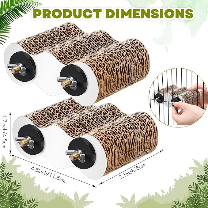 2-Piece Bird Platforms for Macaws, Small Parakeets, Budgies; Brown Corrugated - Image 3