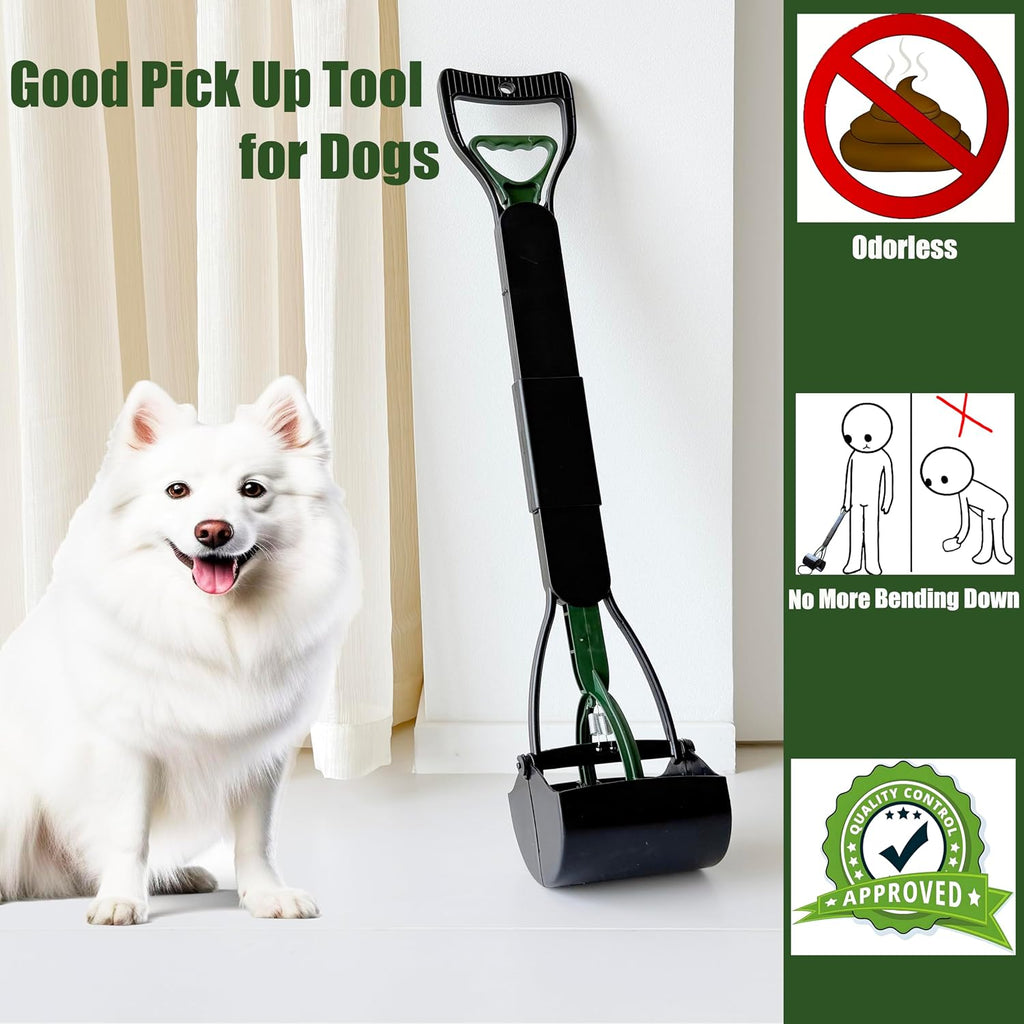 ienjoyed Dog Pooper Scooper for Large Medium & Small Dogs Heavy Duty,Long Handled Dog Poop Scooper for Grass,Durable Dog Poop Pick Up Tool (Dark Green)